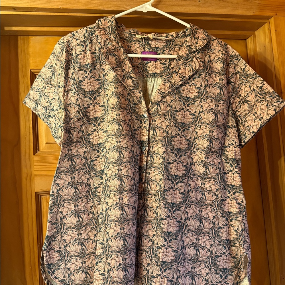 Fat Face Pink and Blue Floral Blouse